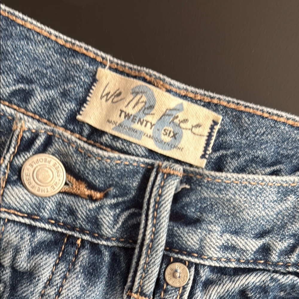 We The Free Blue Distressed Jean Shorts - Picture 4 of 7